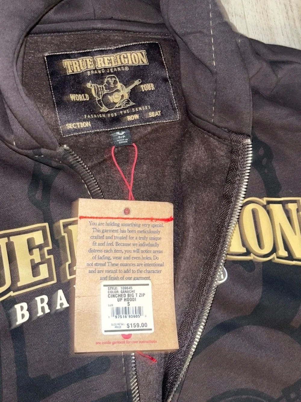 True Religion Black Wide-Leg Hoodie and Sweatpants Set with Gold Stitching